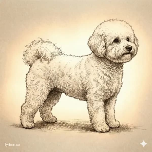 Bichon Frisé - en liten vit sällskapshund med lockig, fluffig päls