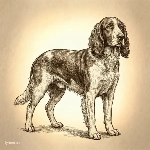 Gammel Dansk Hönsehund - en klassisk dansk fågelhund med vit och brun päls