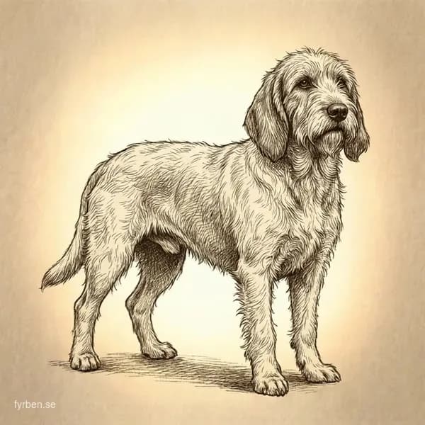 Grand Basset Griffon Vendéen - lågbent fransk jakthund med rufsig päls