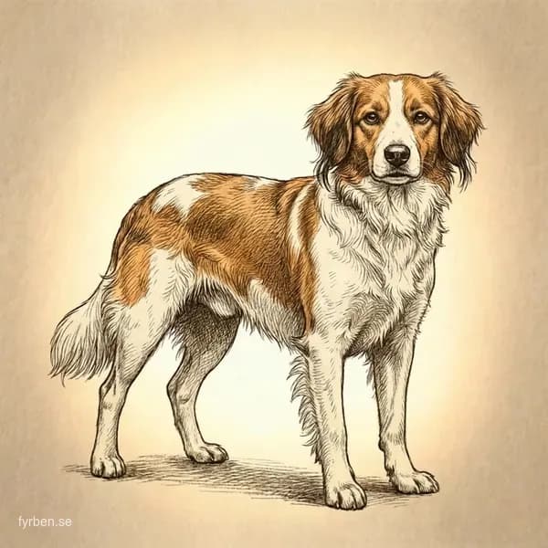 Nederlandse Kooikerhondje - en elegant holländsk spaniel med vit och orangeröd päls