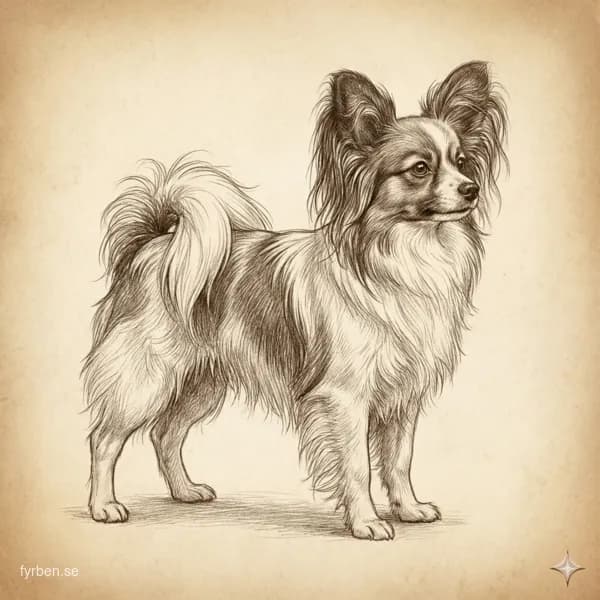 Papillon - en elegant liten hund med karaktäristiska fjärilslika öron och silkig päls