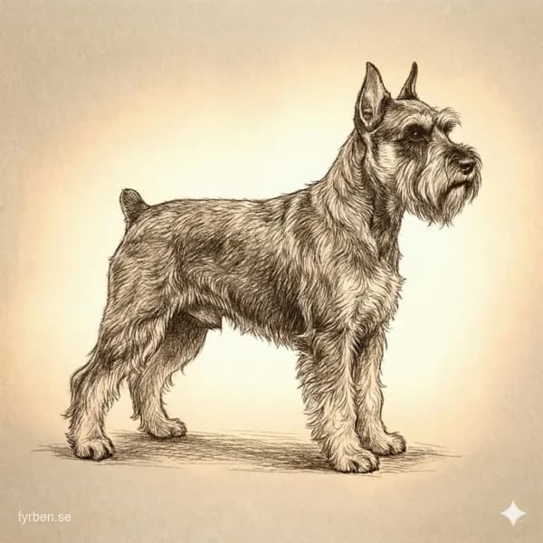 Schnauzer - en intelligent och vaksam tysk arbetshund med strävhårig päls och karakteristiskt skägg