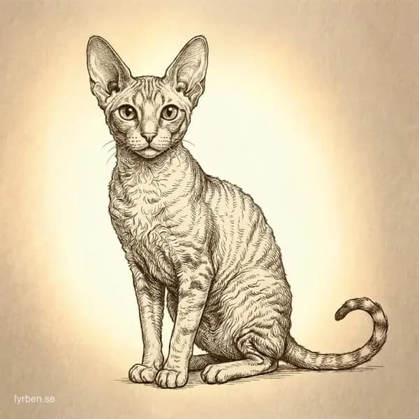 Cornish Rex - en elegant katt med lockig päls, smal kropp och stora öron