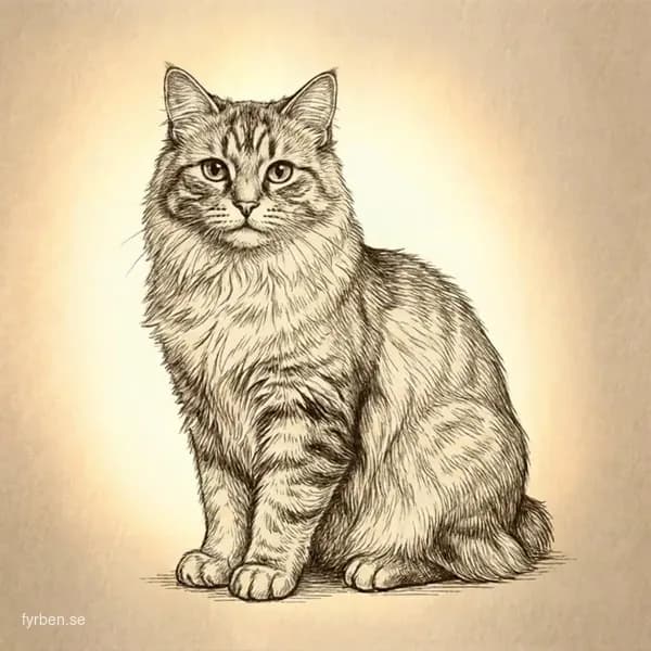 Cymric - en långhårig svanslös katt med fyllig päls och rund kroppsform