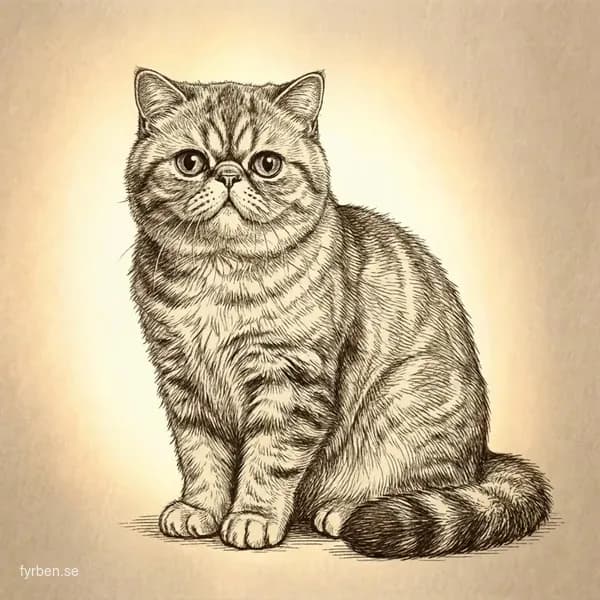Exotic Shorthair katt med platt ansikte och stora runda ögon