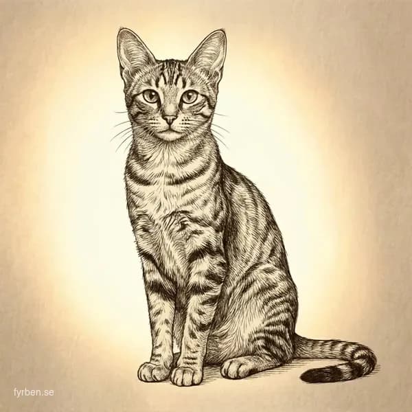 Sokoke katt med karakteristiskt African tabby-mönster
