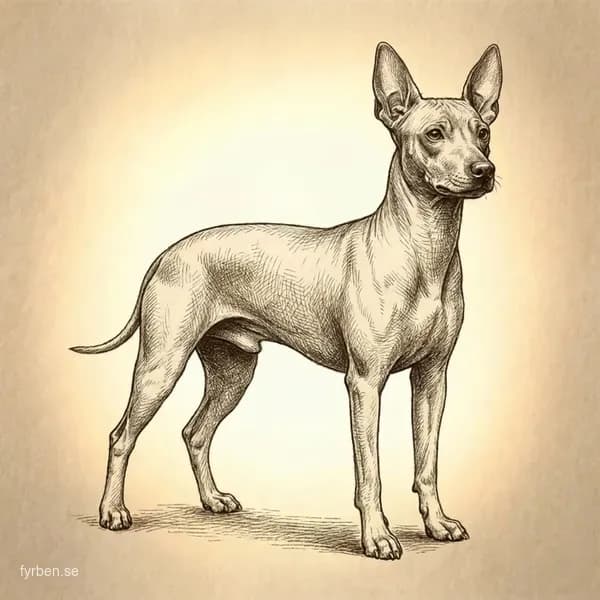 American Hairless Terrier - en liten, hårlös terrier med alert uttryck och fläckig hud