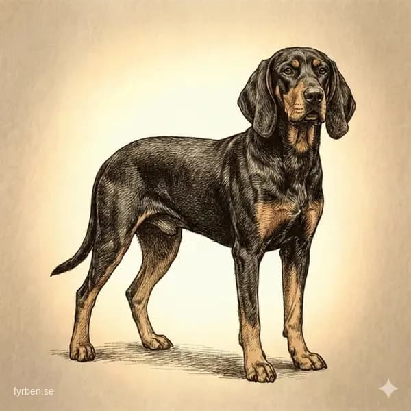 Black and Tan Coonhound - en elegant amerikansk spårhund med svart päls och tan markeringar