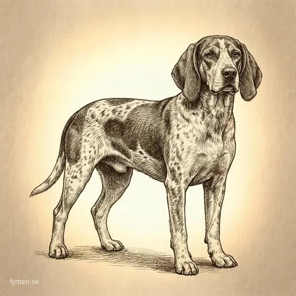 Bluetick Coonhound - en vacker amerikansk spårhund med karakteristisk blåspräcklig päls