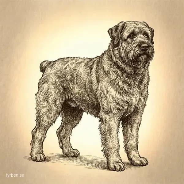 Bouvier des Flandres - en kraftfull vallhund med stravharig pals och karakteristiskt skagg