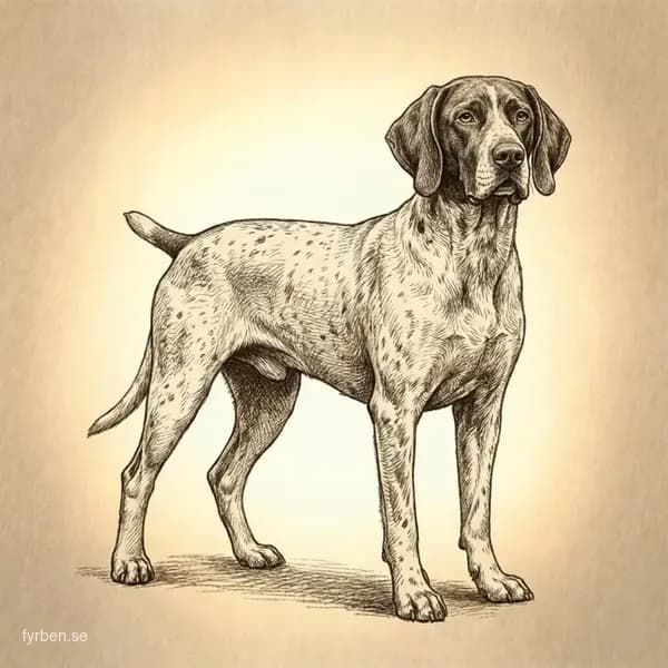 Braque d'Auvergne - en elegant fransk stående hund med svartspräcklig päls