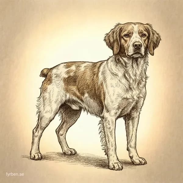 Bretagnespaniel - en energisk fransk jakthund med vit och orange päls