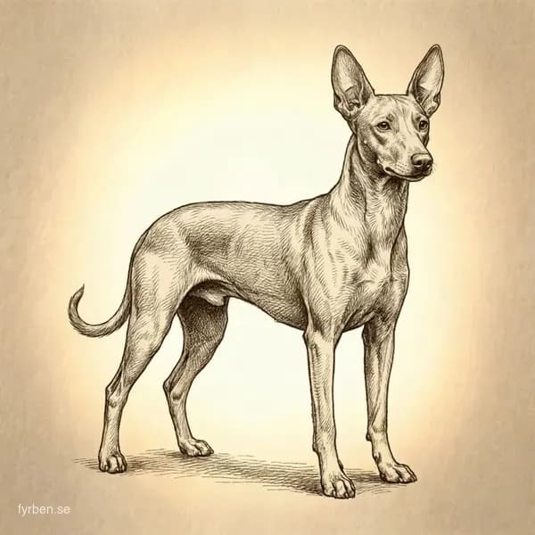 Cirneco dell'Etna - en elegant italiensk jakthund med upprattsaende oron och sandfargad pals