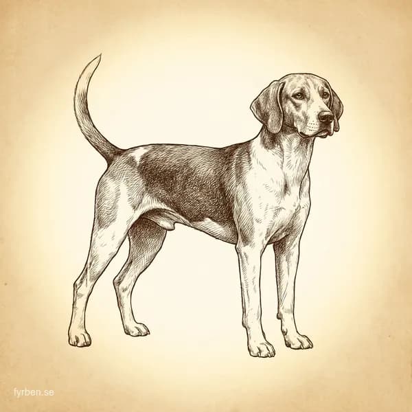 English Foxhound - en klassisk brittisk jakthund med tricolor-päls