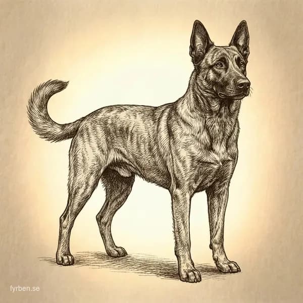 Holländsk Herdehund - en atletisk vallhund med karakteristisk brindle-mönstrad päls