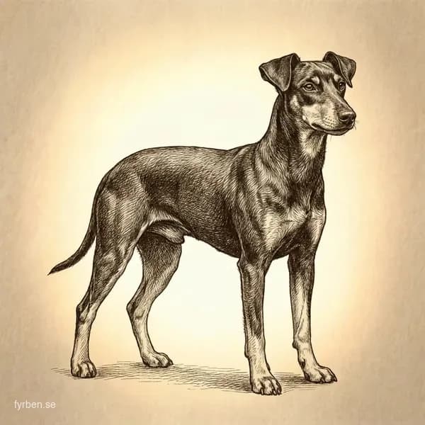 Manchester Terrier - en elegant svart och tan terrier med slank kroppsbyggnad och vakna ogon