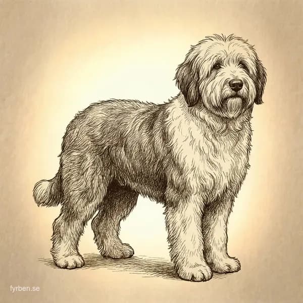 Old English Sheepdog (Bobtail) - en stor, lurvig vallhund med karaktäristisk grå och vit päls