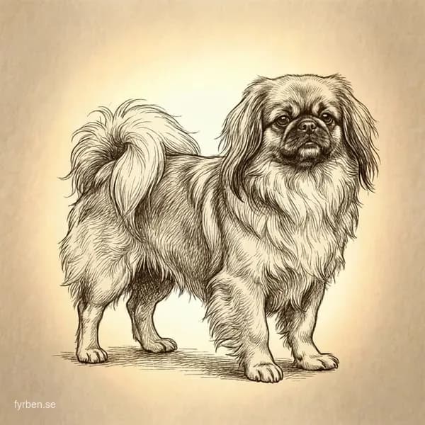 Pekinges - en liten, fluffig hund med platt nos och lejonliknande man