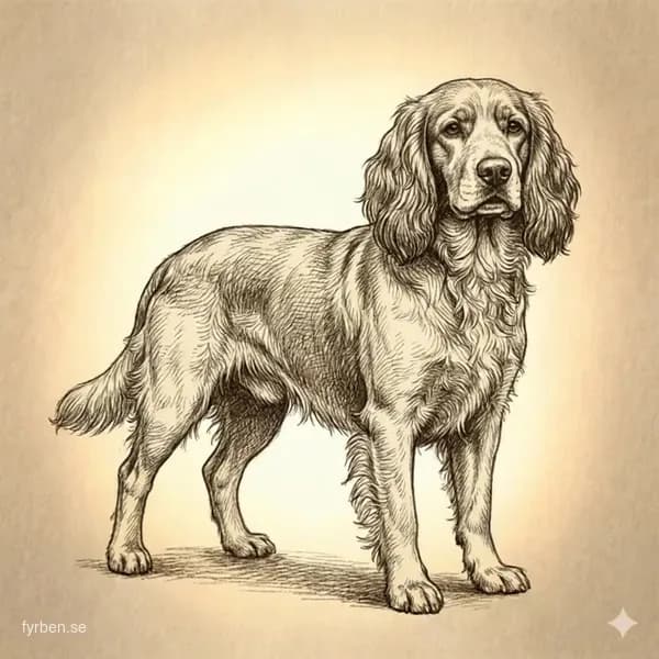 Polski Spaniel Myśliwski - en medelstor polsk jaktspaníel med vågig brun päls