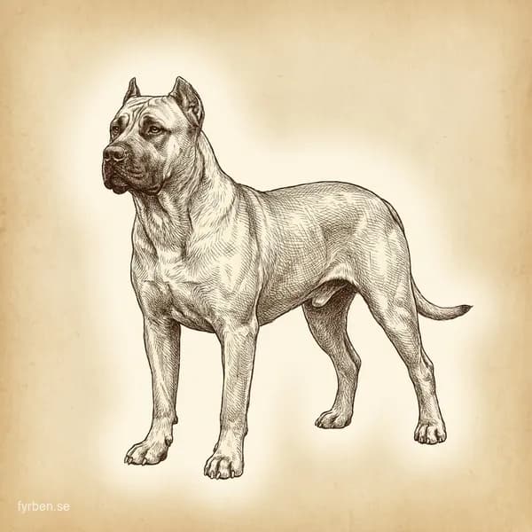 Presa Canario - en kraftfull och muskulös vakthund från Kanarieöarna med kort brindle-färgad päls