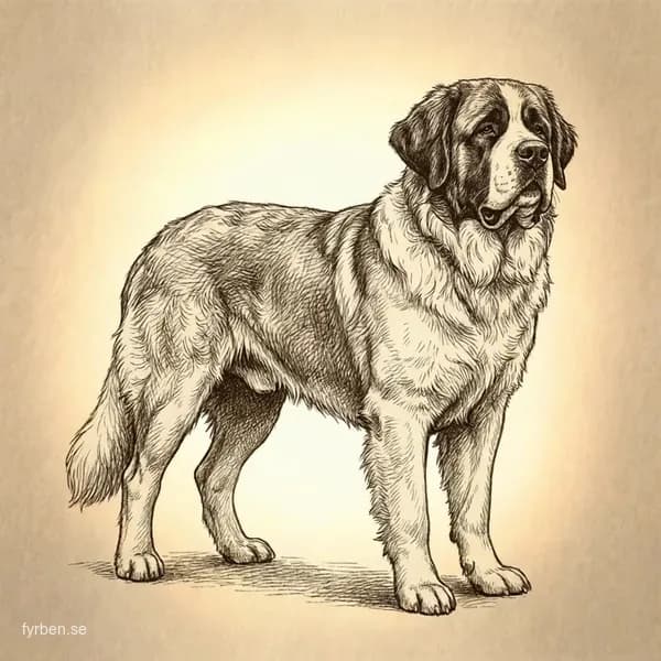 Sankt Bernhardshund - en majestätisk jätterasehund med vit och rödbrun päls