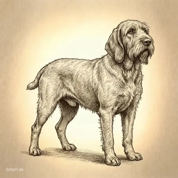Spinone Italiano - en strävhårig italiensk jakthund med karakteristiskt skägg och busiga ögonbryn