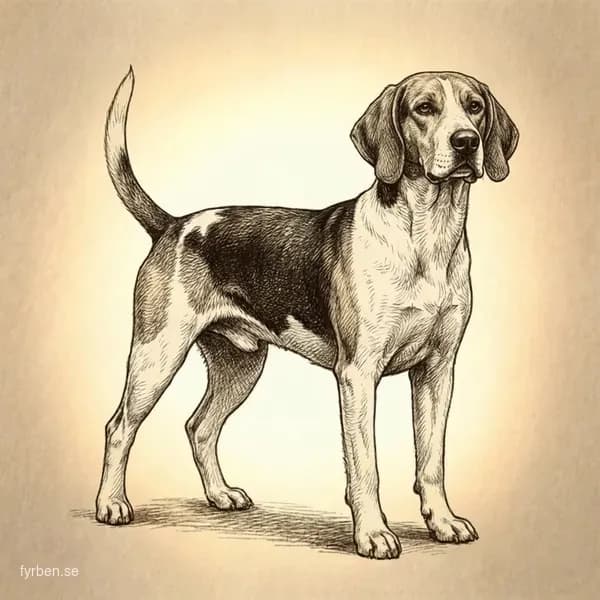 Treeing Walker Coonhound - en atletisk amerikansk jakthund med tricolor-teckning