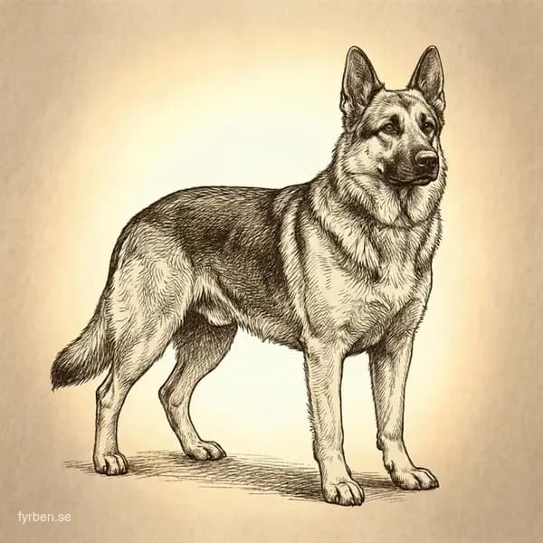Vostotjnoevropejskaja Ovtjarka - en kraftfull östeuropeisk herdehund med svart och ljusbrun teckning