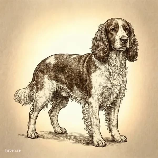 Welsh Springer Spaniel - en röd och vit walesisk jakthund med silkig päls