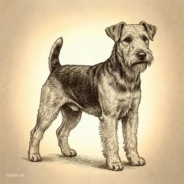 Welsh Terrier - en livlig terrier med svart och tan strävhårig päls