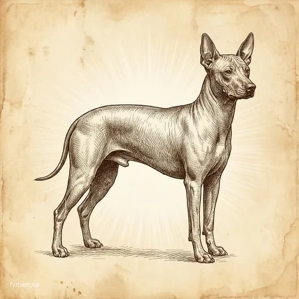 Xoloitzcuintli - en elegant mexikansk nakenhund med karakteristisk hårlös hud och uppmärksam blick
